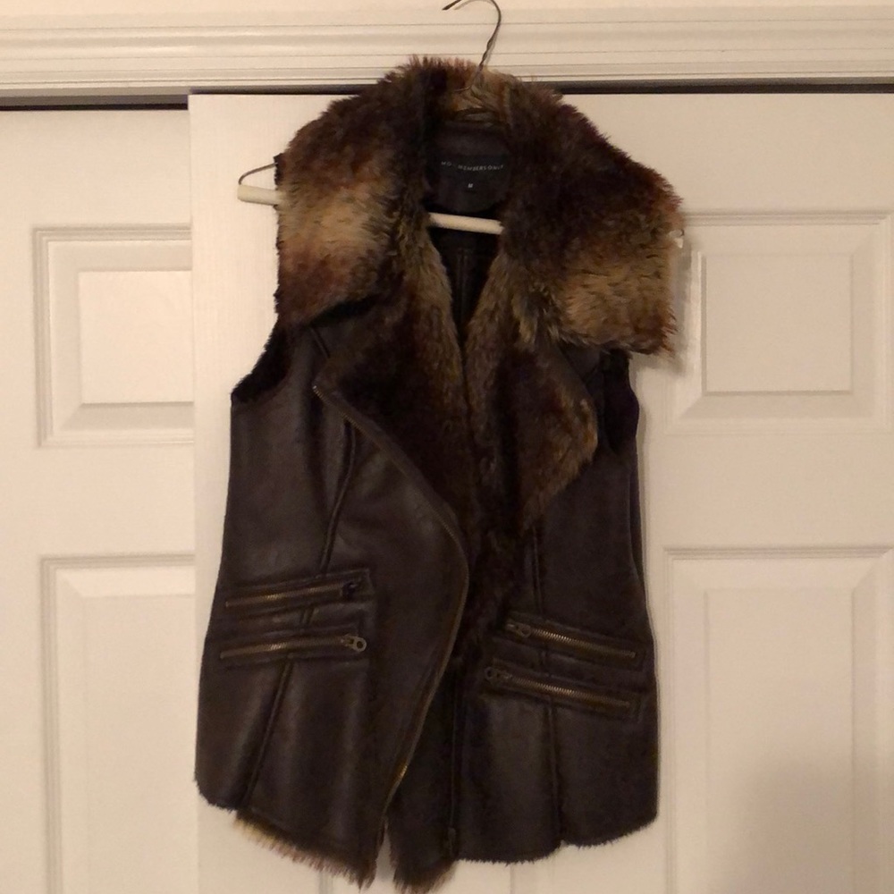 Brown Leather/Fur Vest